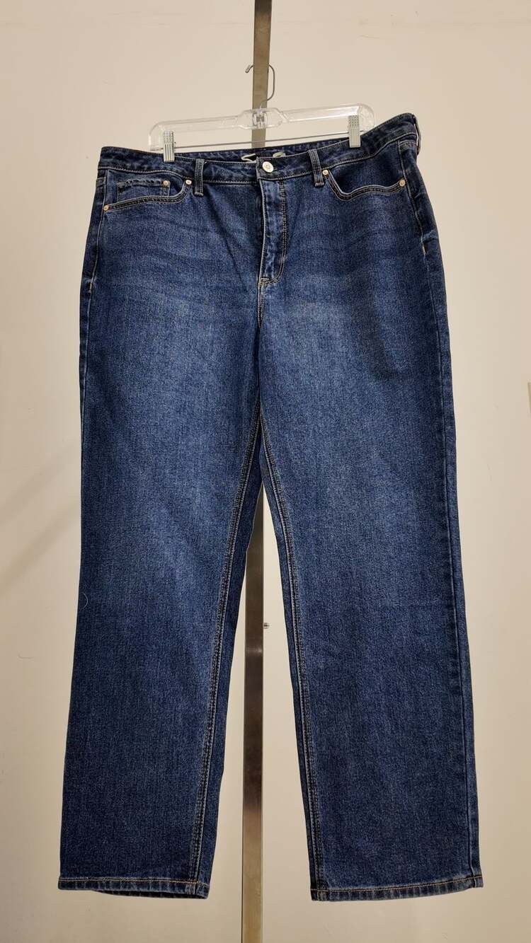 Seven7 Premium Brand Women’s Straight Leg Stretch Jeans – Dark Wash (Size 16)